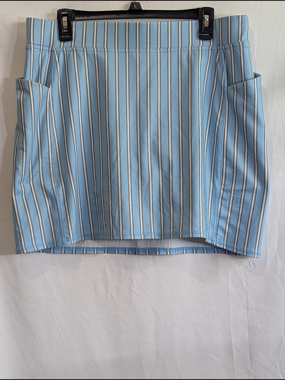 Belyn Key Blue and White Striped Mini Skirt with Side Pockets